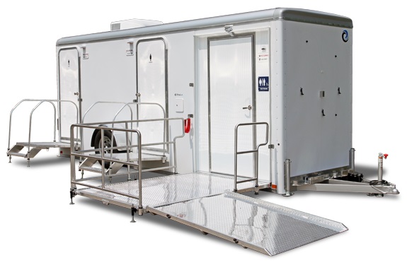 ADA Handicapped Restroom Trailer Rental With Wheelchair Ramp in Rhode Island